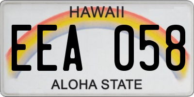 HI license plate EEA058