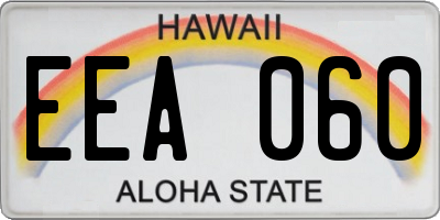 HI license plate EEA060