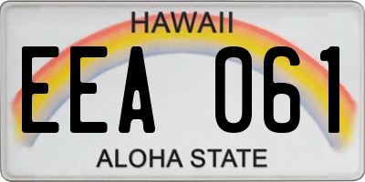 HI license plate EEA061