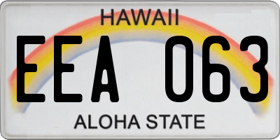 HI license plate EEA063