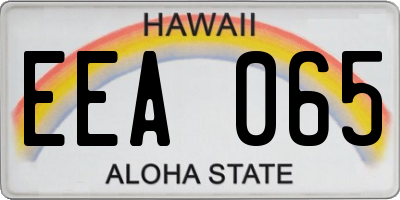 HI license plate EEA065