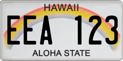 HI license plate EEA123