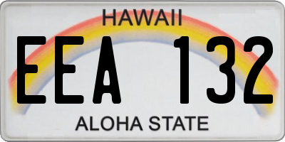 HI license plate EEA132