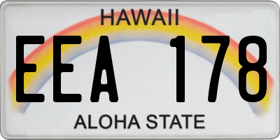HI license plate EEA178