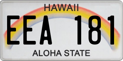 HI license plate EEA181