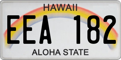 HI license plate EEA182