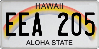 HI license plate EEA205