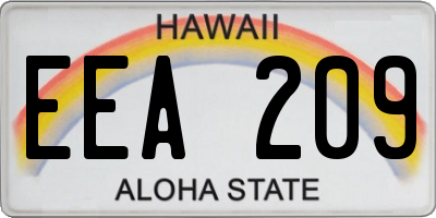 HI license plate EEA209