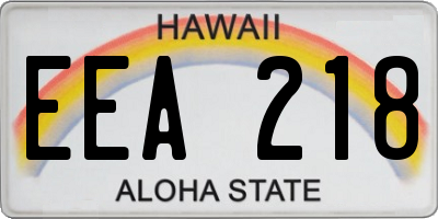 HI license plate EEA218