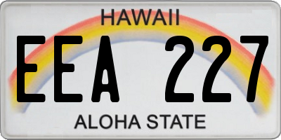 HI license plate EEA227