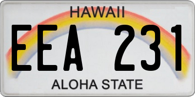 HI license plate EEA231