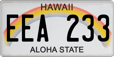 HI license plate EEA233