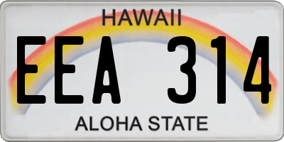 HI license plate EEA314
