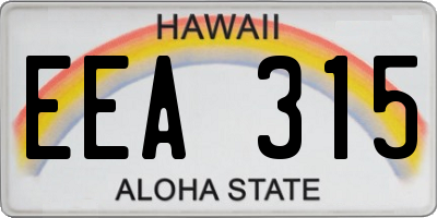 HI license plate EEA315