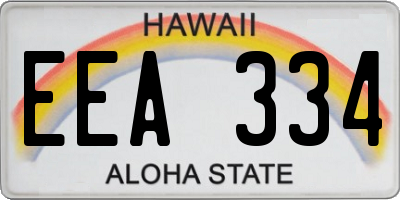 HI license plate EEA334