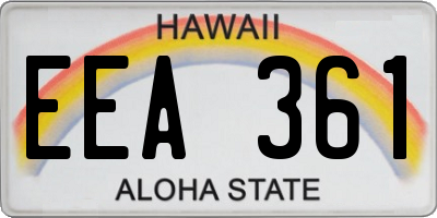 HI license plate EEA361