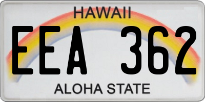HI license plate EEA362