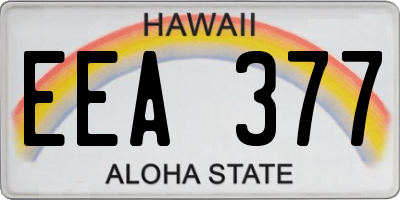 HI license plate EEA377