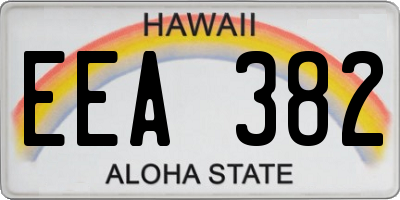 HI license plate EEA382
