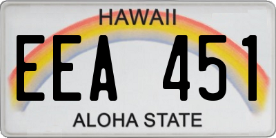 HI license plate EEA451