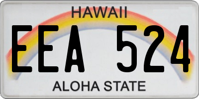 HI license plate EEA524