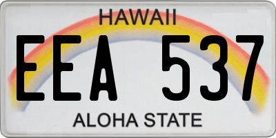 HI license plate EEA537
