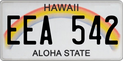 HI license plate EEA542