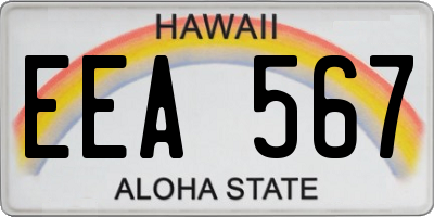 HI license plate EEA567