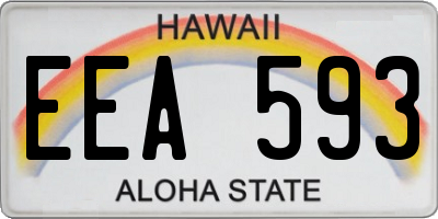 HI license plate EEA593