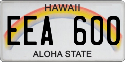 HI license plate EEA600