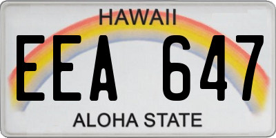HI license plate EEA647