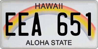 HI license plate EEA651