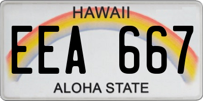 HI license plate EEA667