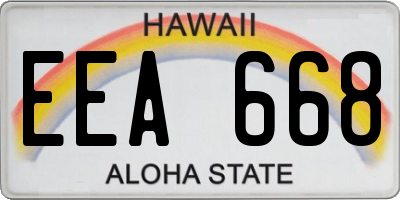 HI license plate EEA668