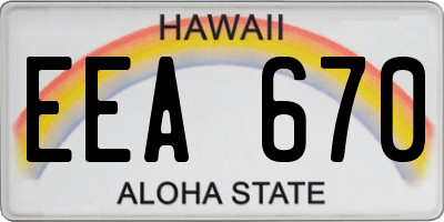 HI license plate EEA670