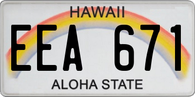 HI license plate EEA671