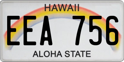 HI license plate EEA756