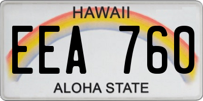 HI license plate EEA760