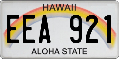 HI license plate EEA921