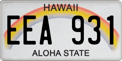 HI license plate EEA931