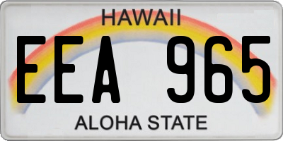 HI license plate EEA965