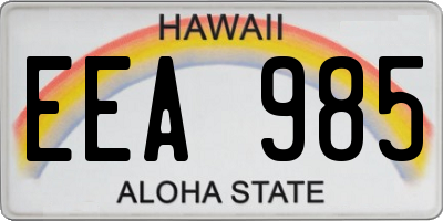 HI license plate EEA985