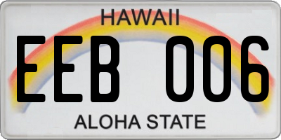 HI license plate EEB006