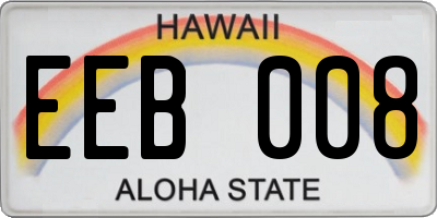HI license plate EEB008