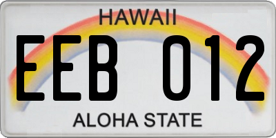 HI license plate EEB012
