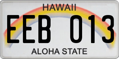 HI license plate EEB013
