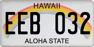HI license plate EEB032