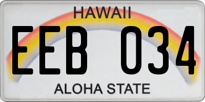 HI license plate EEB034