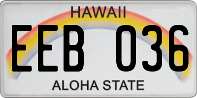 HI license plate EEB036