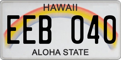 HI license plate EEB040